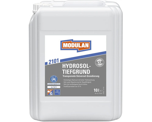Modulan Hydrosol Tiefgrund 2101 im 10 Liter Kanister als transparente Universal Grundierung für Wand und Fassade Modulan Hydrosol Tiefgrund 2101 im 10 Liter Kanister als transparente Universal Grundierung für Wand und Fassade