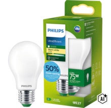 Philips UltraEfficient LED Lampe 5.2 Watt ersetzt 75 Watt 1095 Lumen warmweiß 2700 Kelvin E27 Sockel (Image AI modified or generated)