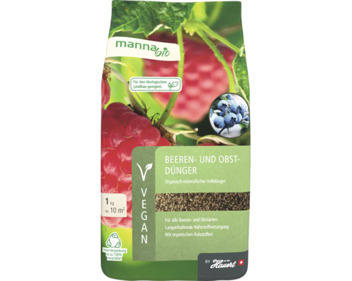 Manna Bio Beeren und Obstdünger 1 Kilogramm organisch mineralischer Volldünger für Beeren und Obstpflanzen