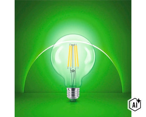 Philips LED Filament Lampe in Kugelform mit E27 Sockel (Image AI modified or generated)