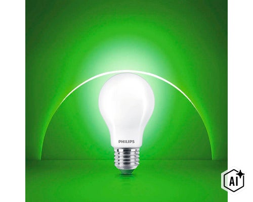 Philips LED Lampe mit E27 Sockel in klassischer Form (Image AI modified or generated)