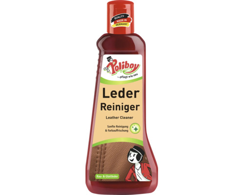 Poliboy Lederreiniger zur sanften Reinigung und Farbauffrischung von Rauleder und Glattleder.