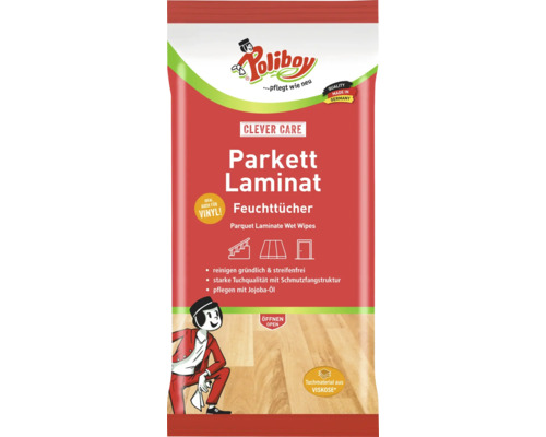 Poliboy Parkett und Laminat Feuchttücher zur gründlichen Reinigung und Pflege von Parkett Laminat und Vinylboden mit Jojobaöl