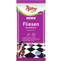Poliboy Fliesen Feuchttücher für eine hygienische und streifenfreie Reinigung von Fliesen und Steinböden.