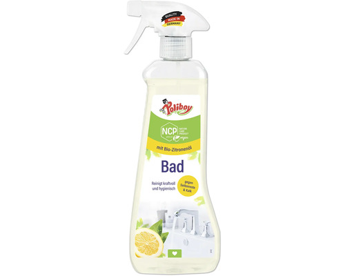 Poliboy Bad Reiniger mit Bio Zitronenöl in Sprühflasche zur Entfernung von Kalk und Seifenresten