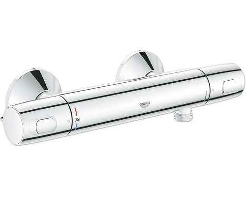 Grohe Thermostat Duscharmatur für Wandmontage mit Temperaturwahlgriff und Sicherheitssperre bei 38 Grad Celsius