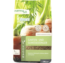 Manna Bio Garten und Gemüsedünger vegan für ökologischen Landbau, 5 Kilogramm Packung für 50 Quadratmeter mit organischem Langzeitdünger