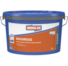 Modulan Dekoweiss 3101 Innenfarbe, hochdeckende Wandfarbe für innen in 5 Liter Eimer mit mattem Finish und TUV Rheinland Emissionssiegel.