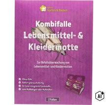 Biohelp Kombifalle gegen Lebensmittel und Kleidermotten zur Befallsüberwachung mit zwei Klebefallen ohne Gift für den Haushalt. (Image AI modified or generated)