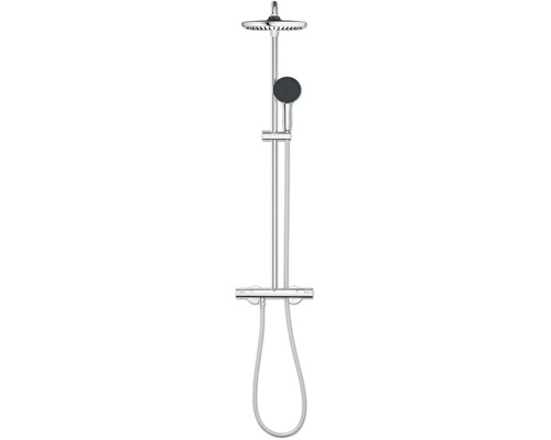 Grohe Duschsystem mit Thermostat Armatur, Kopfbrause und Handbrause für die Wandmontage im Badezimmer.