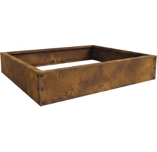 Rechteckiges Hochbeet aus Metall mit Edelrost Optik zur individuellen Gartengestaltung.