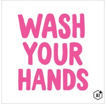 Wandschild mit der Aufschrift Wash your hands als Hinweis für die Händehygiene (Image AI modified or generated)