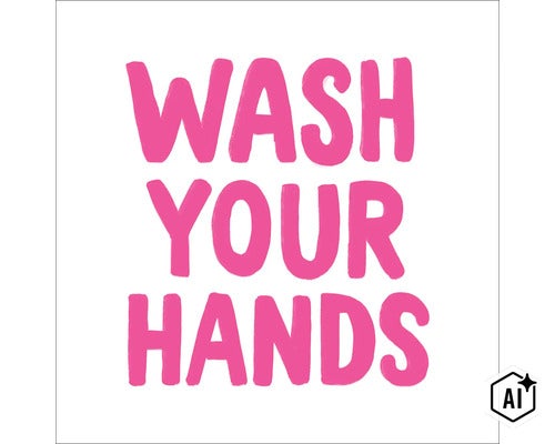 Wandschild mit der Aufschrift Wash your hands als Hinweis für die Händehygiene (Image AI modified or generated)