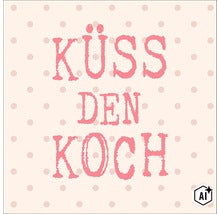 Wandtattoo mit Schriftzug Kuss den Koch und Pünktchenmuster als Dekoration für die Küche (Image AI modified or generated)