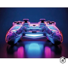 Durchsichtiger Gaming Controller mit leuchtenden Akzenten für Videospiele. (Image AI modified or generated)