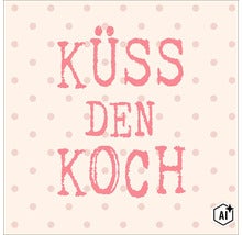 Wandschild mit der Aufschrift Küss den Koch und Punktemuster für die Dekoration in der Küche (Image AI modified or generated)