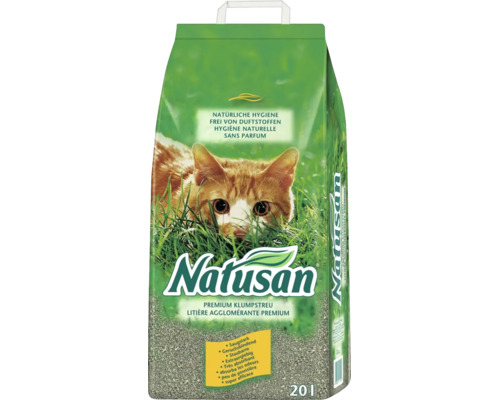 Natusan Premium Klumpstreu für Katzen, geruchsbindend und staubarm, 20 Liter Beutel.