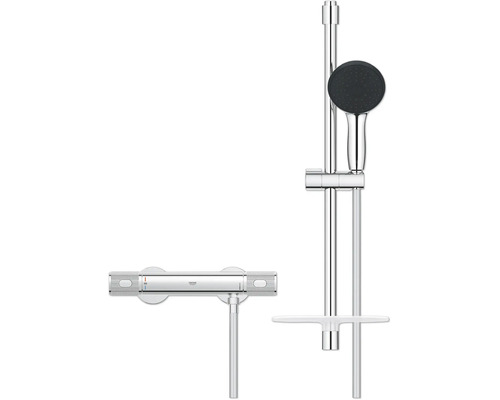 Grohe Brauseset mit Thermostatarmatur, Duschstange und Handbrause