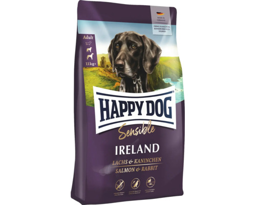 Happy Dog Sensible Ireland Hundefutter mit Lachs und Kaninchen für ausgewachsene Hunde elf Kilogramm