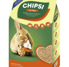 CHIPSI Ultra Weichholz Einstreu für Kleintiere, saugstark und geruchsbindend, Packung mit Holzgranulat.
