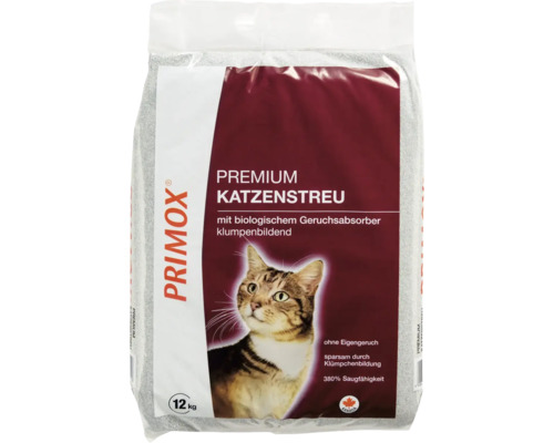 Primox Premium Katzenstreu klumpenbildend mit biologischem Geruchsabsorber, 12 Kilogramm Beutel.