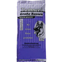 Vollmer's Große Rassen Hundefutter für ausgewachsene Hunde, 15 Kilogramm Beutel mit Geflügel und Reis, hergestellt in Deutschland.