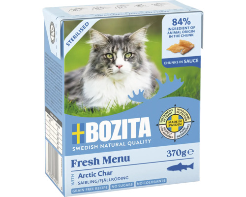 Bozita Fresh Menu Saibling Nassfutter für sterilisierte Katzen in 370 Gramm Packung