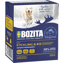 Bozita Hundefutter mit Huhn und Reis, 370 Gramm Packung, Nassfutter in Gelee mit schwedischen Zutaten, getreidefrei und ohne Zuckerzusatz.