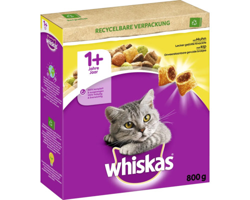 Whiskas Trockenfutter für Katzen ab 1 Jahr mit Huhn 800 Gramm