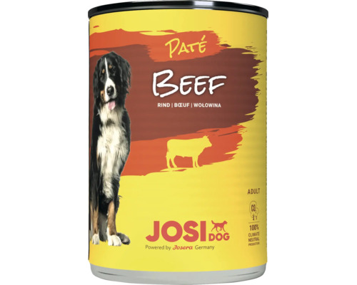 Dose Josi Dog Paté Rind Nassfutter für ausgewachsene Hunde aus klimaneutraler Produktion