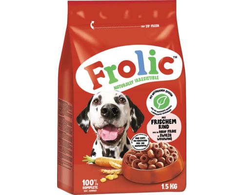 Frolic Trockenfutter für Hunde mit frischem Rind, 1,5 Kilogramm Beutel