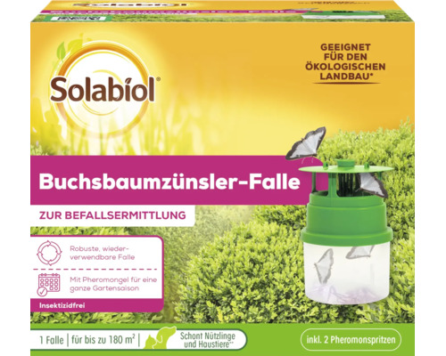 Solabiol Buchsbaumzünsler-Falle zur Befallsermittlung mit Pheromongel für bis zu 180 Quadratmeter Gartenfläche, inklusive zwei Pheromonspritzen.