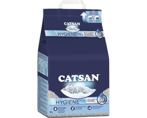 Catsan Hygiene Plus Katzenstreu, nicht klumpend, 18 Liter, naturliche Katzenstreu für hygienische Katzentoiletten.