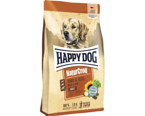 Happy Dog NaturCroq Rind und Reis Hundefutter Beutel