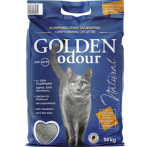Golden Odour klumpenbildende Katzenstreu, 14 Kilogramm, mit natürlichem Geruchsabsorber, ohne Duftzusatz, sehr staubarm und ergiebig.