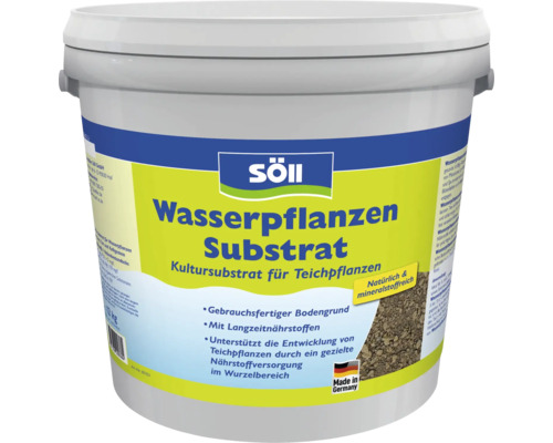 Söll Wasserpflanzen Substrat in einem Eimer mit 12 Kilogramm Inhalt für die Nährstoffversorgung von Teichpflanzen.