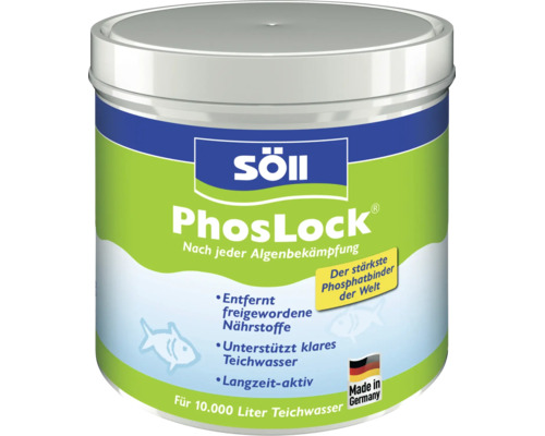 Söll PhosLock Phosphatbinder für Gartenteiche zur Algenbekämpfung im Eimer für 10000 Liter Teichwasser.