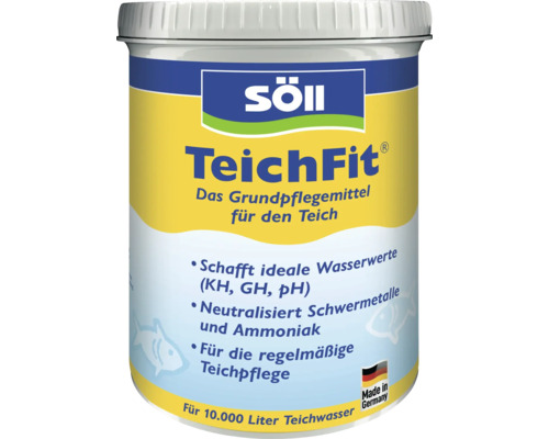 Söll TeichFit Teichpflegemittel zur Stabilisierung von Wasserwerten in einer Dose für 10.000 Liter Teichwasser.