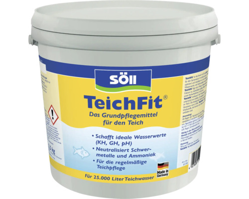 Söll TeichFit Grundpflegemittel für Teiche zur Stabilisierung der Wasserwerte, 2,5 Kilogramm Eimer.