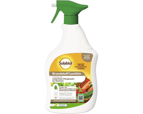 Solabiol Grundstoff Lecithin Pflanzenschutzmittelspray zur Stärkung von Gemüse gegen Pilzbefall in einer Ein Liter Sprühflasche