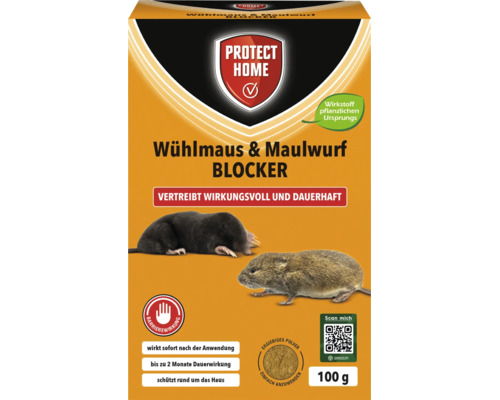 Protect Home Wühlmaus und Maulwurf Blocker Pulver 100 Gramm zur effektiven Vertreibung von Nagern mit pflanzlichem Wirkstoff