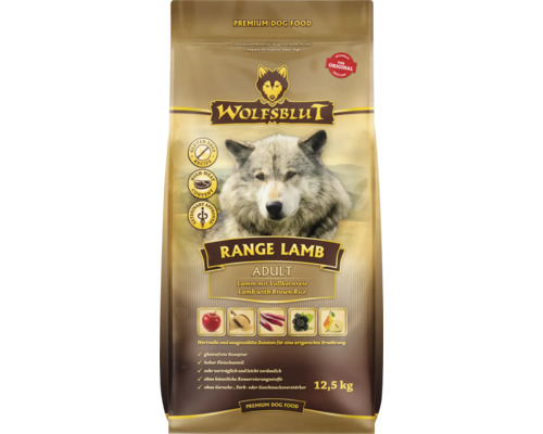 Wolfsblut Range Lamb Adult Hundetrockenfutter mit Lamm und Vollkornreis 12,5 Kilogramm Beutel