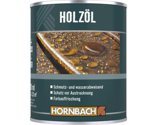Dose Hornbach Holzöl für schmutz- und wasserabweisenden Schutz und Farbauffrischung von Holzoberflächen