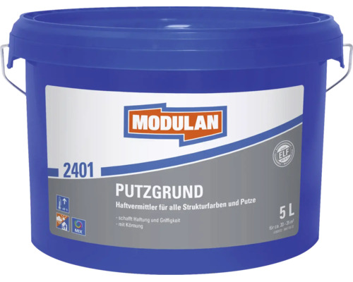Modulan Putzgrund 2401, Haftvermittler mit Körnung für Strukturfarben und Putze, 5 Liter Eimer.
