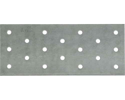 Rechteckiger Lochplattenverbinder aus verzinktem Stahl mit gleichmäßiger Lochung zur Holzverbindung.