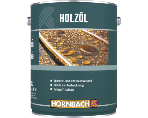 Hornbach Holzoel 5 Liter Dose fuer Schutz und Pflege von Holzoberflaechen schmutz und wasserabweisend mit Hornbach Logo