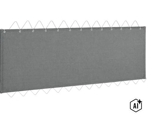 Balkonbespannung aus Textil mit Ösen und Spannschnur zur Befestigung am Balkongeländer. (Image AI modified or generated)