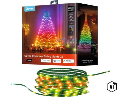 Govee Weihnachts Lichterkette 2S mit 200 LEDs, 20 Meter lang, steuerbar per App, kompatibel mit Matter, Amazon Alexa und Google Home (Image AI modified or generated)