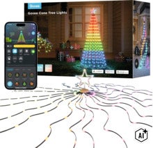 Govee LED Weihnachtsbaum Lichterkette in Kegelform mit Sternspitze steuerbar per App und kompatibel mit Smart Home Systemen (Image AI modified or generated)