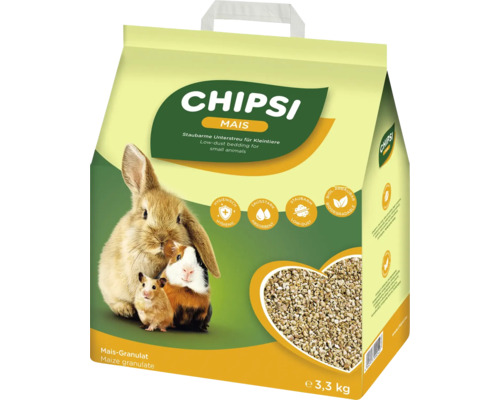 CHIPSI Mais Kleintierstreu aus Maisgranulat, staubarm und saugstark, 3,3 kg Beutel